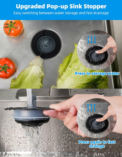 Load image into Gallery viewer, Hibbent 3-in-1 Kitchen Sink Drain Strainer Stopper Combo Black Stainless 1 Pack
