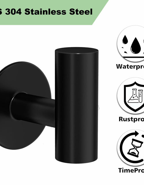 Load image into Gallery viewer, 2 Pack Matte Black Stainless Steel Towel Hooks Waterproof Heavy Duty
