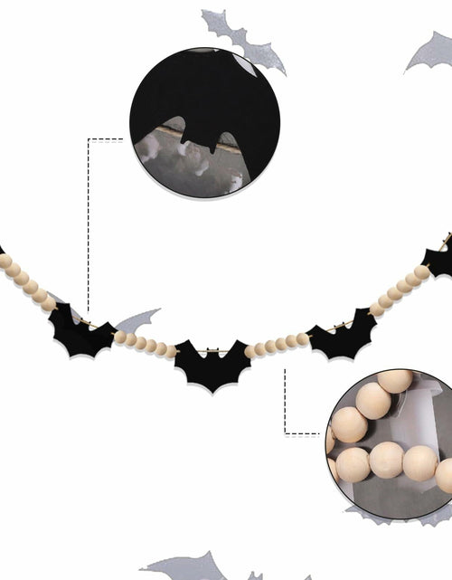 Load image into Gallery viewer, Gvhntk Black Felt Bats Garland Halloween Decor Indoor Banner Wood Beads
