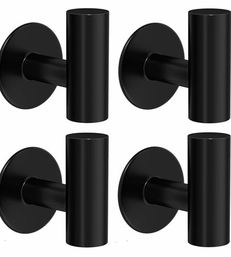2 Pack Matte Black Stainless Steel Towel Hooks Waterproof Heavy Duty