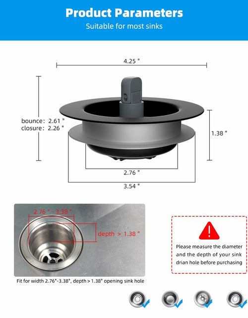Load image into Gallery viewer, Hibbent 3-in-1 Kitchen Sink Drain Strainer Stopper Combo Black Stainless 1 Pack
