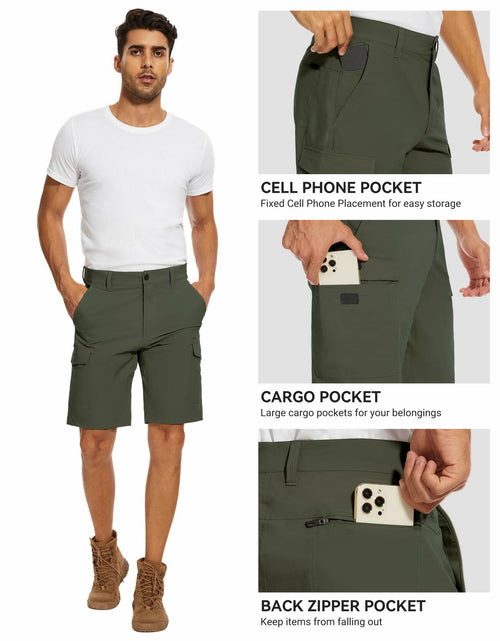 Load image into Gallery viewer, PULI Men's Cargo Shorts Army Green Classic Fit Stretch Size 34
