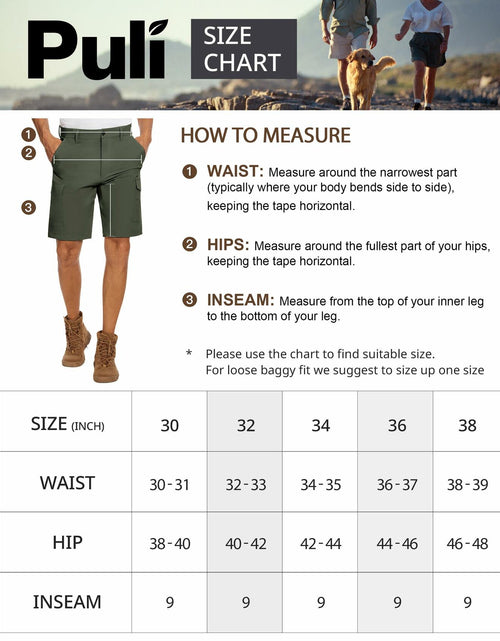 Load image into Gallery viewer, PULI Men's Cargo Shorts Army Green Classic Fit Stretch Size 34
