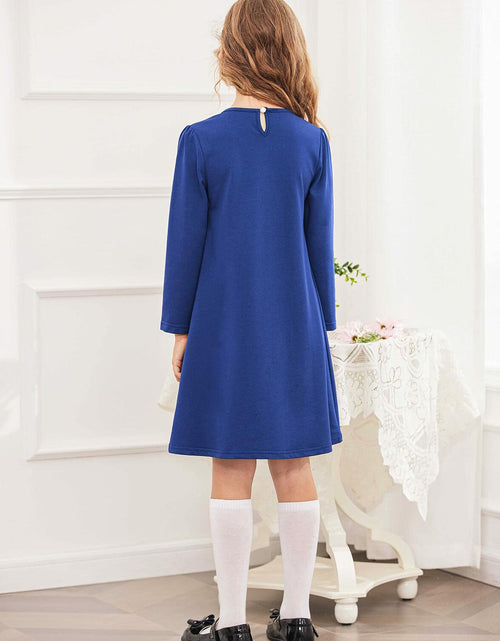 Load image into Gallery viewer, Arshiner Toddler Girl Cotton Long Sleeve Royal Blue Dress 4T New
