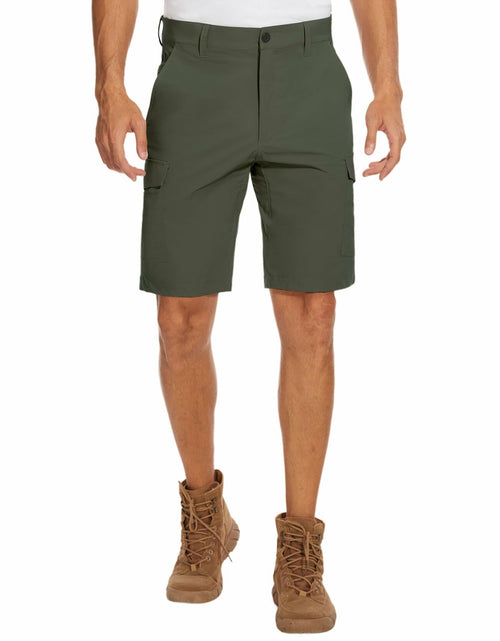 Load image into Gallery viewer, PULI Men's Cargo Shorts Army Green Classic Fit Stretch Size 34
