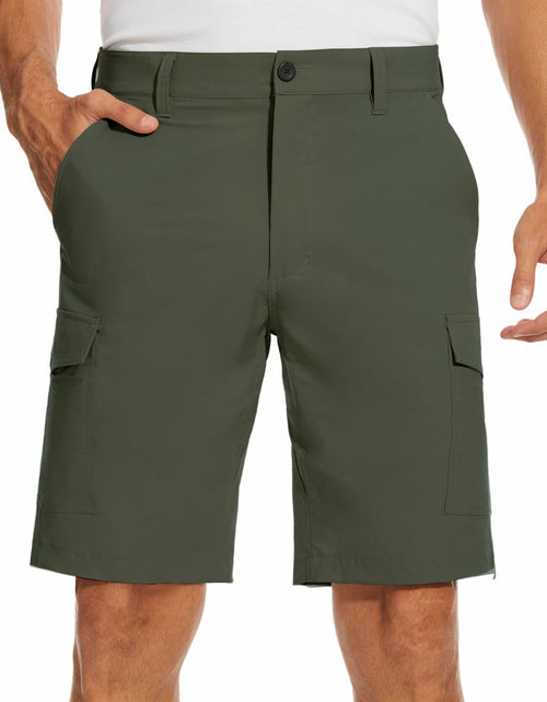 Load image into Gallery viewer, PULI Men's Cargo Shorts Army Green Classic Fit Stretch Size 34
