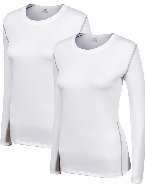 Load image into Gallery viewer, WANAYOU Women's Compression Shirt Long Sleeve Dry Fit White 2 Pack Size L
