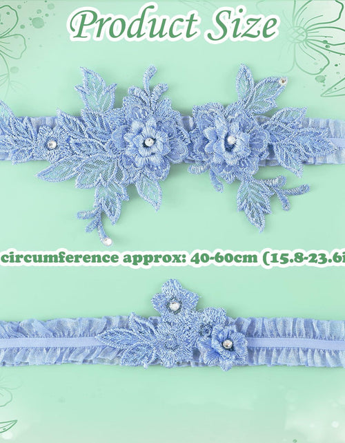 Load image into Gallery viewer, AHQiZFX Wedding Garter Set 2pcs Blue Large Soft Lace Stretchy for Bride New
