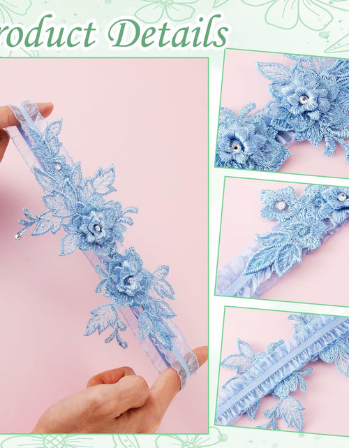 Load image into Gallery viewer, AHQiZFX Wedding Garter Set 2pcs Blue Large Soft Lace Stretchy for Bride New
