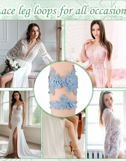 Load image into Gallery viewer, AHQiZFX Wedding Garter Set 2pcs Blue Large Soft Lace Stretchy for Bride New
