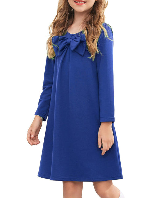 Load image into Gallery viewer, Arshiner Toddler Girl Cotton Long Sleeve Royal Blue Dress 4T New
