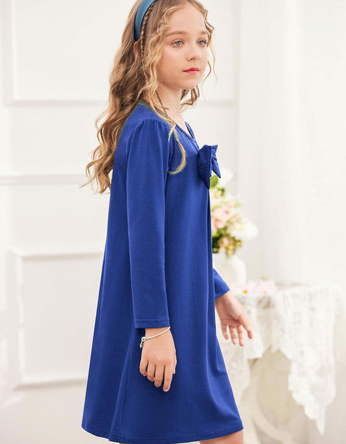 Load image into Gallery viewer, Arshiner Toddler Girl Cotton Long Sleeve Royal Blue Dress 4T New
