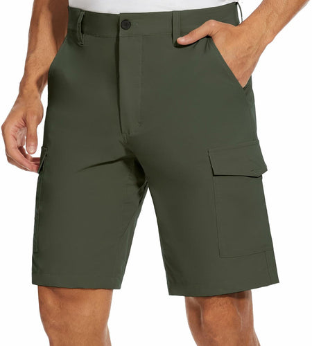 PULI Men's Cargo Shorts Army Green Classic Fit Stretch Size 34