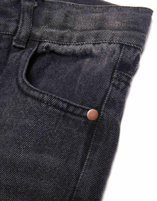 Load image into Gallery viewer, Bienzoe Boys Adjustable Waist Black Ripped Slim Denim Jeans Size 6
