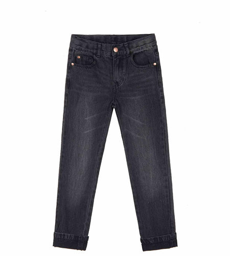 Bienzoe Boys Adjustable Waist Black Ripped Slim Denim Jeans Size 6