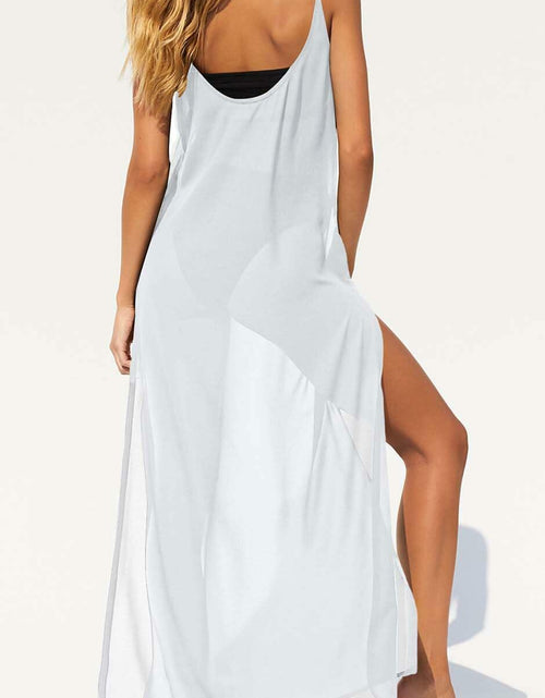 Load image into Gallery viewer, BWQ Women Bikini Cover Up Dress Sheer Spaghetti Straps White Size XL
