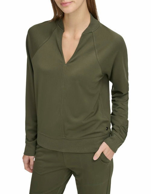 Load image into Gallery viewer, Andrew Marc Sport Women's V-Neck Long Sleeve Jersey Pullover Green Size S
