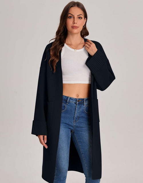 Load image into Gallery viewer, Bloggerlove Women's Black Cardigan Sweater 2024 Fall Oversized Coatigan
