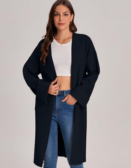 Load image into Gallery viewer, Bloggerlove Women's Black Cardigan Sweater 2024 Fall Oversized Coatigan
