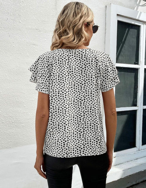 Load image into Gallery viewer, SOLY HUX Women's Ruffle Sleeve Blouse Casual Round Neck Summer Top L
