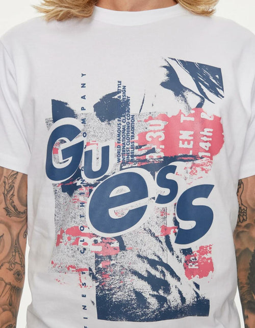Load image into Gallery viewer, GUESS Men's Eco Crew Neck Abstract Graphic Tee Jet Black Size L
