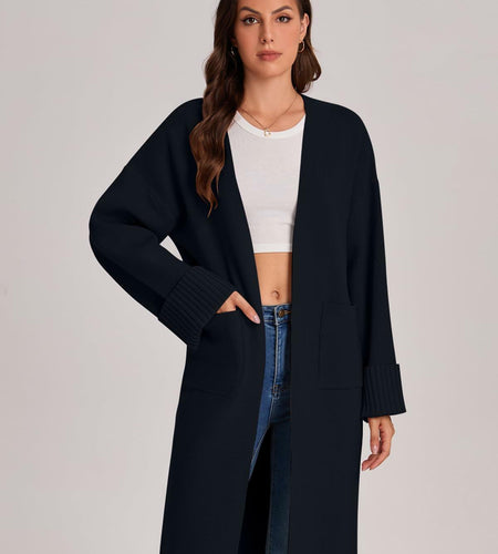 Bloggerlove Women's Black Cardigan Sweater 2024 Fall Oversized Coatigan