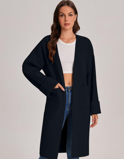 Load image into Gallery viewer, Bloggerlove Women's Black Cardigan Sweater 2024 Fall Oversized Coatigan
