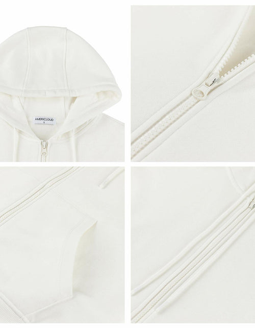 Load image into Gallery viewer, AMERICLOUD Women's Soft Brushed Fleece Zip Up Hoodie White XXL New

