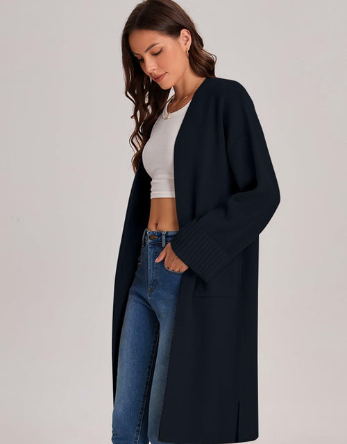 Load image into Gallery viewer, Bloggerlove Women's Black Cardigan Sweater 2024 Fall Oversized Coatigan
