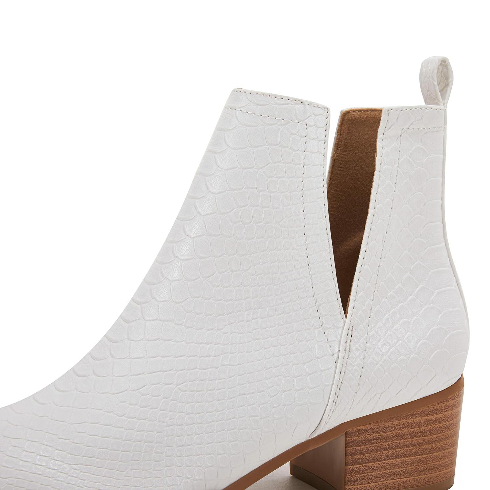 LAICIGO Womens Ankle Boots Slip-On Snakeskin Chunky Stacked Low Heel
