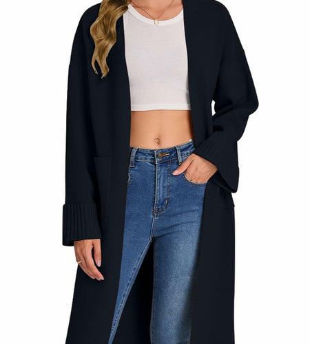 Bloggerlove Women's Black Cardigan Sweater 2024 Fall Oversized Coatigan