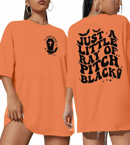Just A Little Ray Pitch Black Oversized Goth T-Shirt Medium Tee
