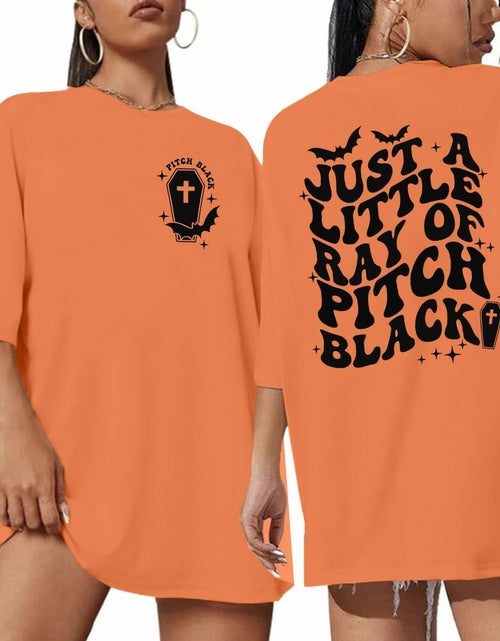 Load image into Gallery viewer, Just A Little Ray Pitch Black T-Shirt XL Oversized Goth Halloween Tee
