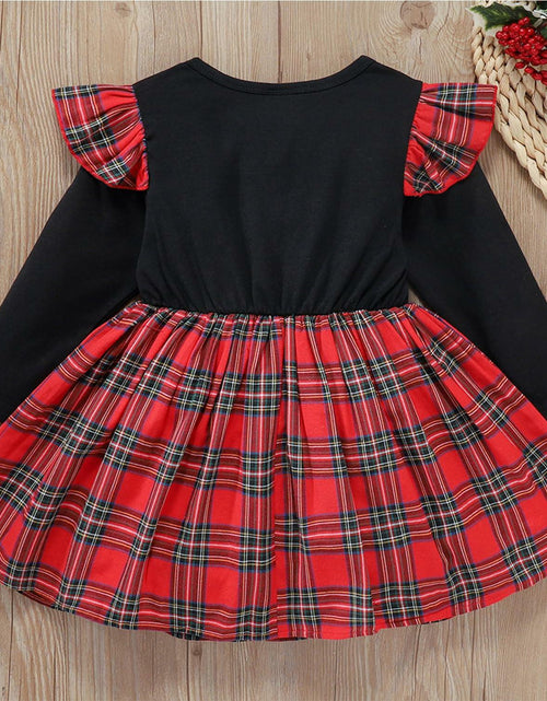 Load image into Gallery viewer, FANCYINN Toddler Baby Girl Plaid Dress Set Pleated Ruffle Christmas Size 3-4Y
