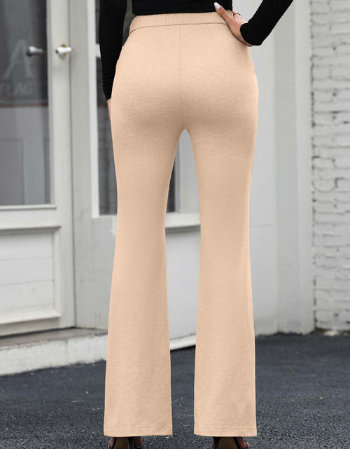 Load image into Gallery viewer, EVALESS Womens Flared Dress Pants Beige XL Slim High Waisted Pockets

