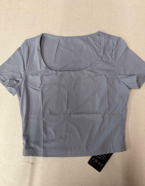 Load image into Gallery viewer, LOMON Women's Slim Fit Scoop Neck T-Shirt Gray Blue Size M
