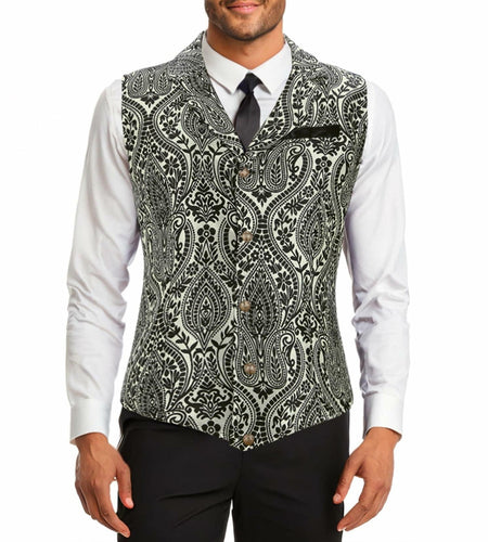 Century Star Men's Gold Vest Steampunk Pirate Western Formal XXL