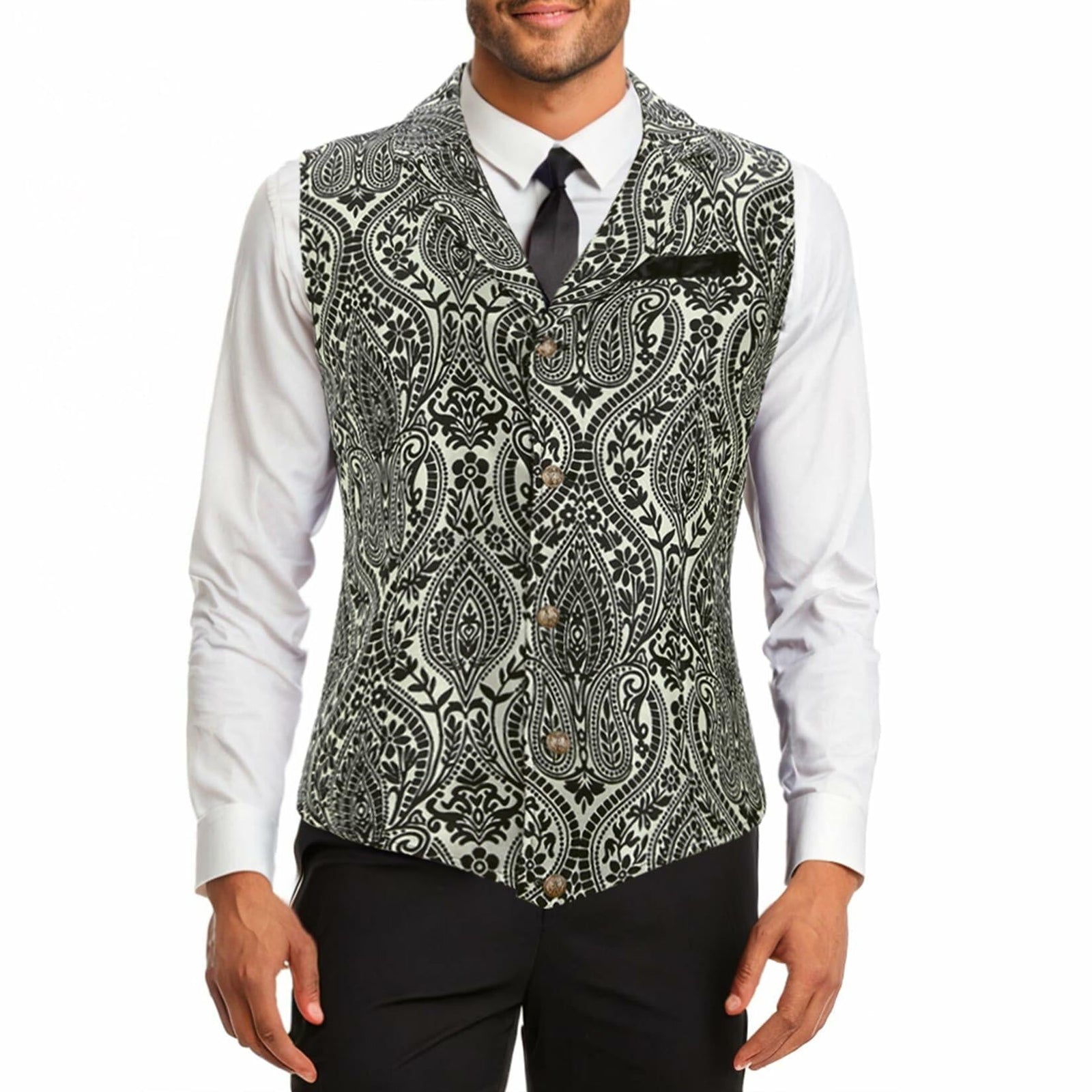 Century Star Men's Gold Vest Steampunk Pirate Western Formal XXL