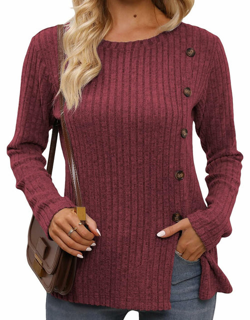 Load image into Gallery viewer, Funlingo Women's Red Long Sleeve Sweater Tunic Casual Pullover Size L
