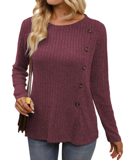 Load image into Gallery viewer, Funlingo Women's Red Long Sleeve Sweater Tunic Casual Pullover Size L
