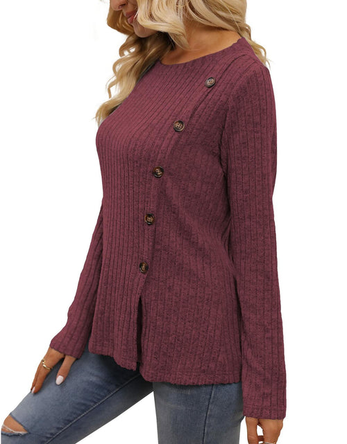 Load image into Gallery viewer, Funlingo Women's Red Long Sleeve Sweater Tunic Casual Pullover Size L
