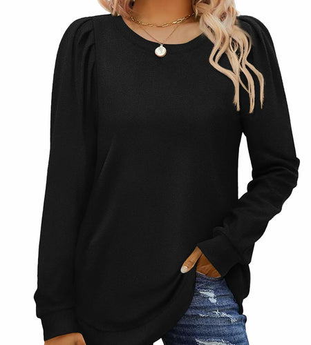 AGSEEM Womens Black Oversized Long Sleeve Tunic Sweatshirt Casual Sweaters L
