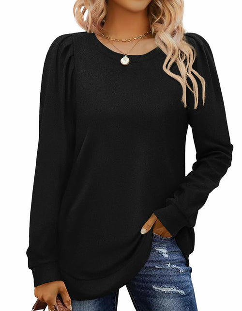 Load image into Gallery viewer, AGSEEM Womens Black Oversized Long Sleeve Tunic Sweatshirt Casual Sweaters L
