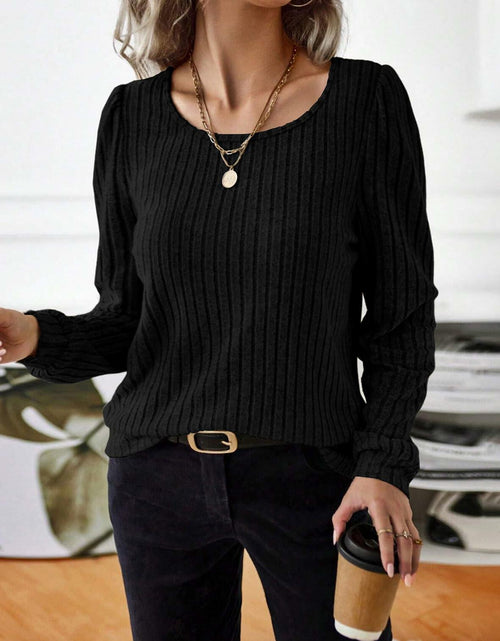 Load image into Gallery viewer, Samefar Womens Black Long Sleeve Tunic Top Small Stretchy Knit Lightweight
