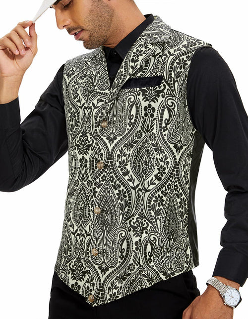 Load image into Gallery viewer, Century Star Men's Gold Vest Steampunk Pirate Western Formal XXL
