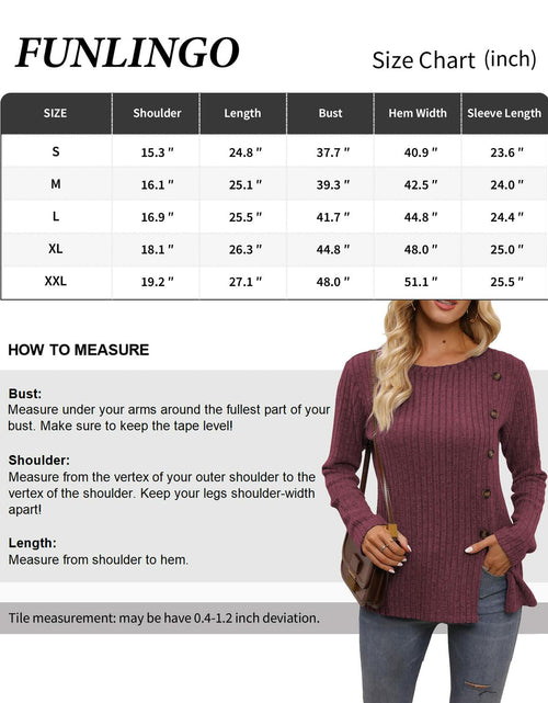 Load image into Gallery viewer, Funlingo Women's Red Long Sleeve Sweater Tunic Casual Pullover Size L
