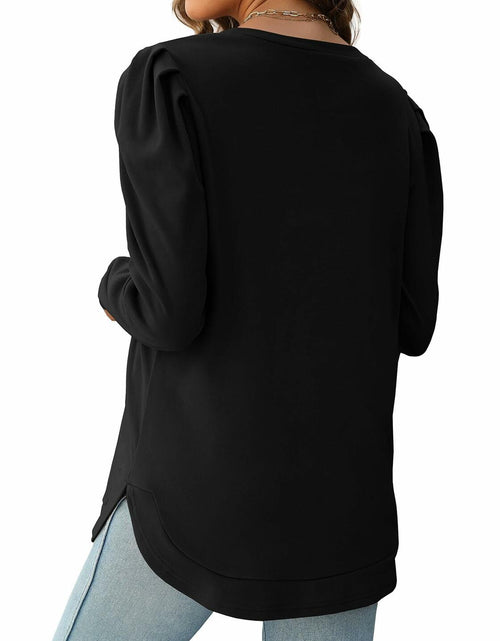 Load image into Gallery viewer, AGSEEM Womens Black Oversized Long Sleeve Tunic Sweatshirt Casual Sweaters L
