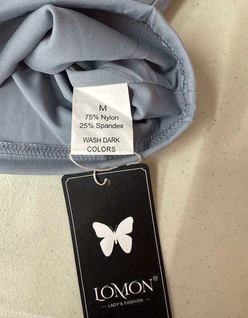Load image into Gallery viewer, LOMON Women's Slim Fit Scoop Neck T-Shirt Gray Blue Size M
