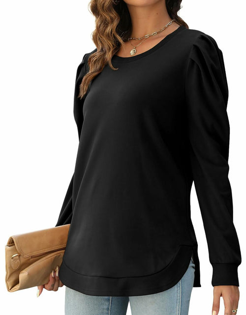 Load image into Gallery viewer, AGSEEM Womens Black Oversized Long Sleeve Tunic Sweatshirt Casual Sweaters L
