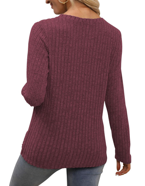 Load image into Gallery viewer, Funlingo Women's Red Long Sleeve Sweater Tunic Casual Pullover Size L
